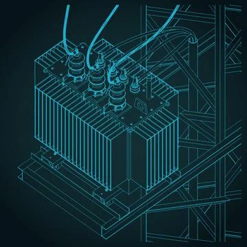 Transformer station close up Stock Illustration