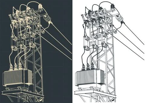 Transformer station Stock Illustration