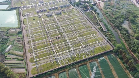 Transformer substation in city Stock Footage 165456690