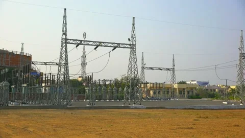 Transformers and grid at power station in Solar plant Stock Footage 211376781