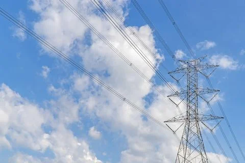 Transformers are on the daylight pole. Stock Photos