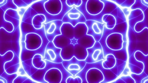 Transforming abstract mandala. 4k loop footage. Sacred symbol. Shiny Neon Stock Footage 254299690