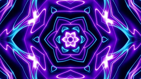 Transforming abstract mandala. 4k loop footage. Sacred symbol. Shiny Neon Stock Footage 255605074