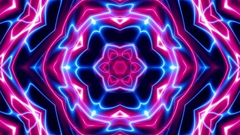 Transforming abstract mandala. 4k loop footage. Sacred symbol. Shiny Neon Stock Footage 256016297