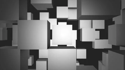 Transforming Cubes wall background. 3D animation. Abstract Cubes Background Illustrazione stock
