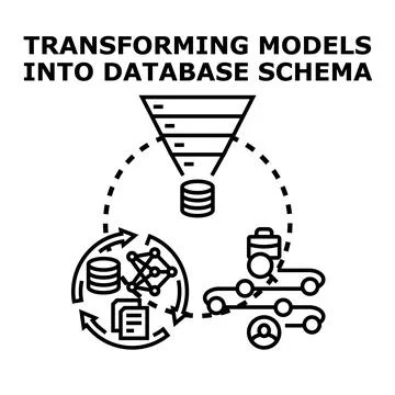 Transforming data models into database schema concept イラスト素材
