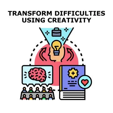 Transforming difficulties using creative problem solving ideas Stock Illustration