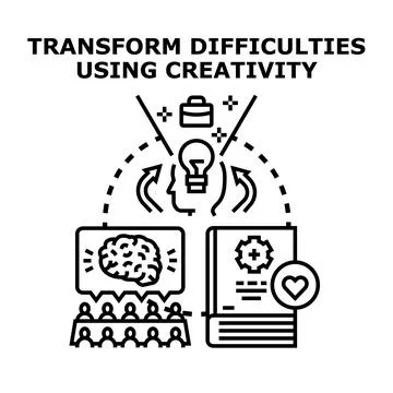 Transforming difficulties using creative problem solving ideas Stock Illustration
