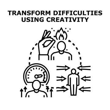Transforming difficulties using creative problem solving Stock Illustration