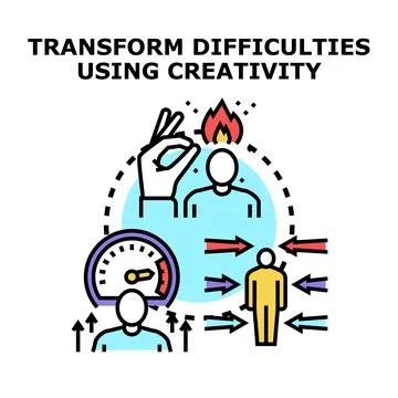 Transforming difficulties using creative problem solving Stock Illustration