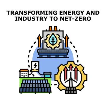 Transforming energy industry to net zero economy Stock Illustration
