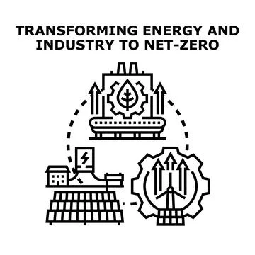 Transforming energy industry to net zero economy Stock Illustration