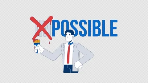Transforming impossible to possible 2D animation Stock Footage 300585260