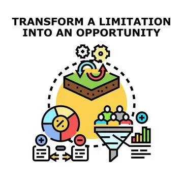 Transforming limitation into opportunity concept vector illustration Stock Illustration