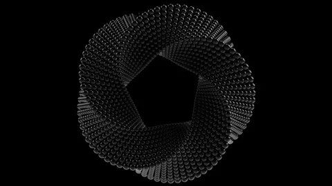 Transforming Mobius torus made of black balls. Loopable animation, alpha matte Video stock 94489466