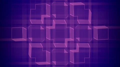 Transforming purple squares. Digital seamless loop animation. 3d rendering 4K Stock Footage 270465367