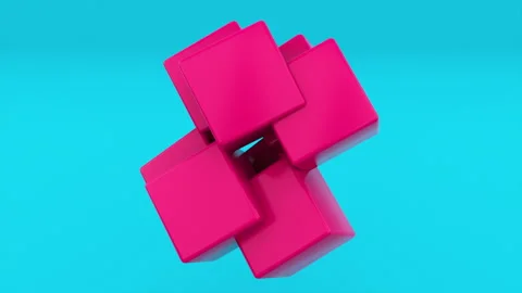 Transforming simple cube shape in complex construction, computer generated. 3d Stock Footage 142915116