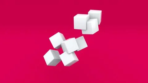Transforming simple cube shape in complex construction, computer generated. 3d Stock Illustration