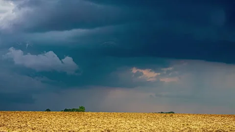 Transforming sky and moving dark clouds, storm time lapse Stock Footage 252066223