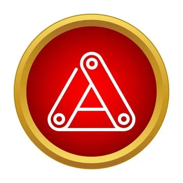 Transforming triangle mechanism icon on red button Illustrazione stock