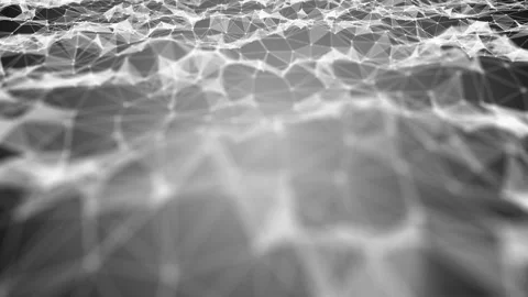 Transforming wave from points, lines and triangles. Gray gradient background Stock Footage 87536381