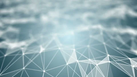 Transforming wave from points, lines and triangles. Light blue gradient Stock Footage 87536625