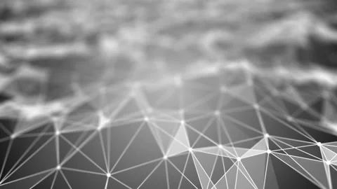 Transforming wave from points, lines and triangles. Gray gradient background Stock Footage 87536642