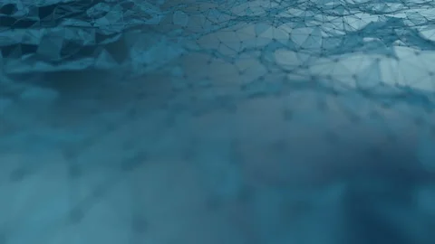 Transforming wave from points, lines and triangles. Blue tones. Dark blue Stock Footage 87536710