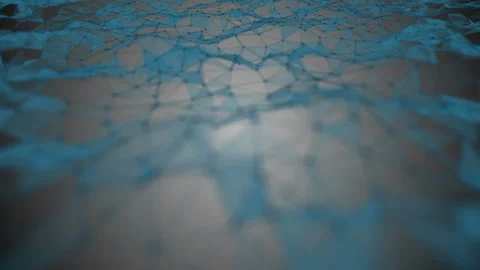 Transforming wave from points, lines and triangles. Blue tones. Gray gradient Stock Footage 87536786