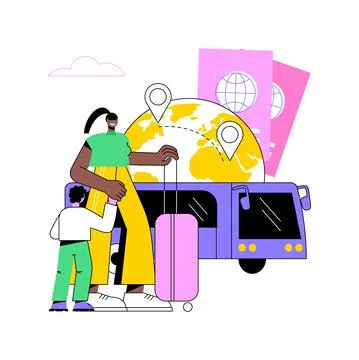 Transfrontier transport abstract concept vector illustration. Stock Illustration