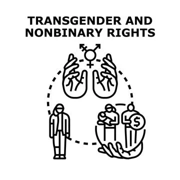 Transgender and nonbinary people seeking equal rights Stock Illustration