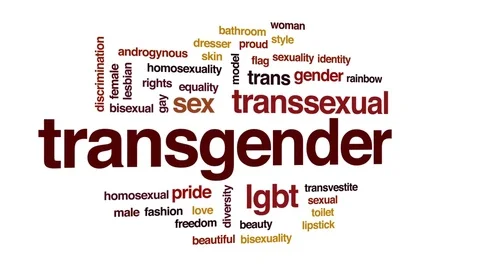 Transgender animated word cloud, text design animation. Stock Footage