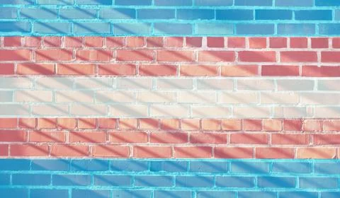 Transgender Flag projected on a sunny brick wall background Illustrazione stock
