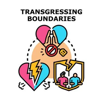 Transgressing boundaries concept illustrating relationships breaking Stock Illustration