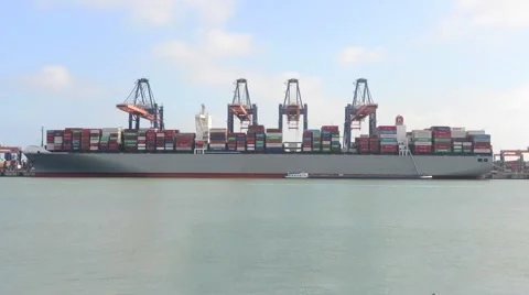 Transhipment in Rotterdam Harbor Stock Footage 53393470