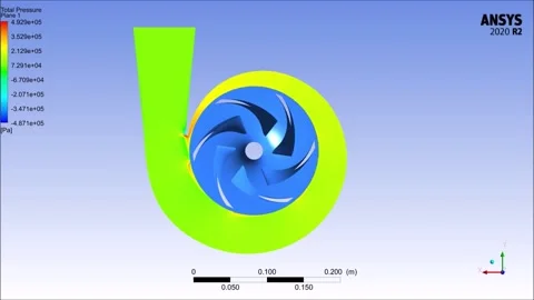 Transient Computational Fluid Dynamics analysis of centrifugal pump in ANSYS Stock Footage 204080368