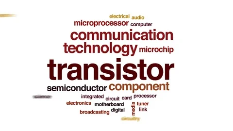 Transistor animated word cloud, text design animation. Stock Footage