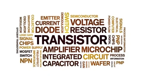 Transistor animated word cloud,animation tag kinetic typography seamless loop. Stock Footage 325035839
