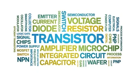 Transistor animated word cloud,animation tag kinetic typography seamless loop. Stock Footage 325035855