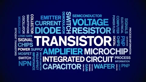 Transistor animated word cloud,animation tag kinetic typography seamless loop. Stock Footage 325036004