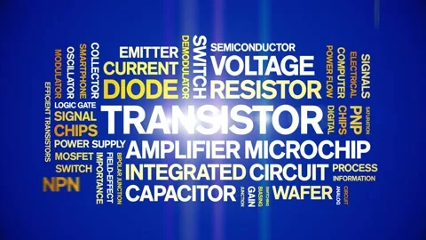 Transistor animated word cloud,animation tag kinetic typography seamless loop. Stock Footage 325055594