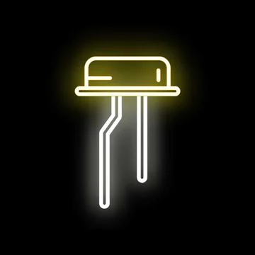 Transistor circuit component glowing neon yellow outline icon Stockillustratie