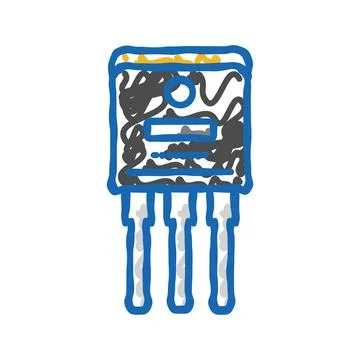 Transistor electrical engineer icon doodle illustration Stock Illustration