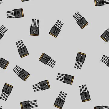Transistor electrical engineer vector seamless pattern Stock Illustration