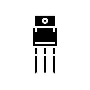 Transistor electronic component glyph icon vector illustration Stock Illustration