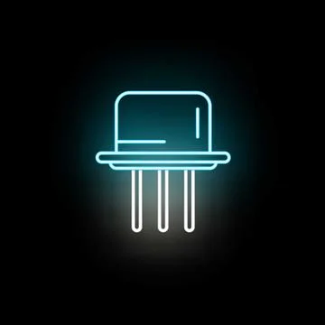 Transistor electronic component icon glowing blue neon Stock Illustration