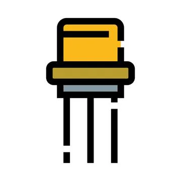 Transistor electronic component semiconductor device icon outline Stock Illustration