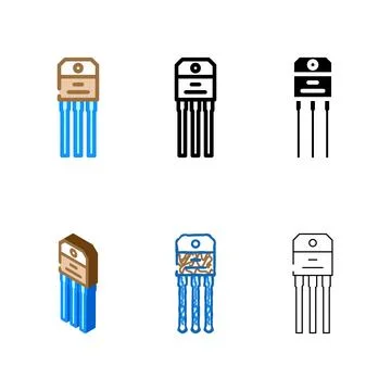 Transistor electronic concepts component color icon vector 스톡 일러스트