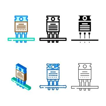 Transistor installation electronics color edition icon vector Stock Illustration