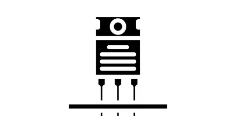 Transistor installation electronics glyph icon animation Stock Footage 326743396